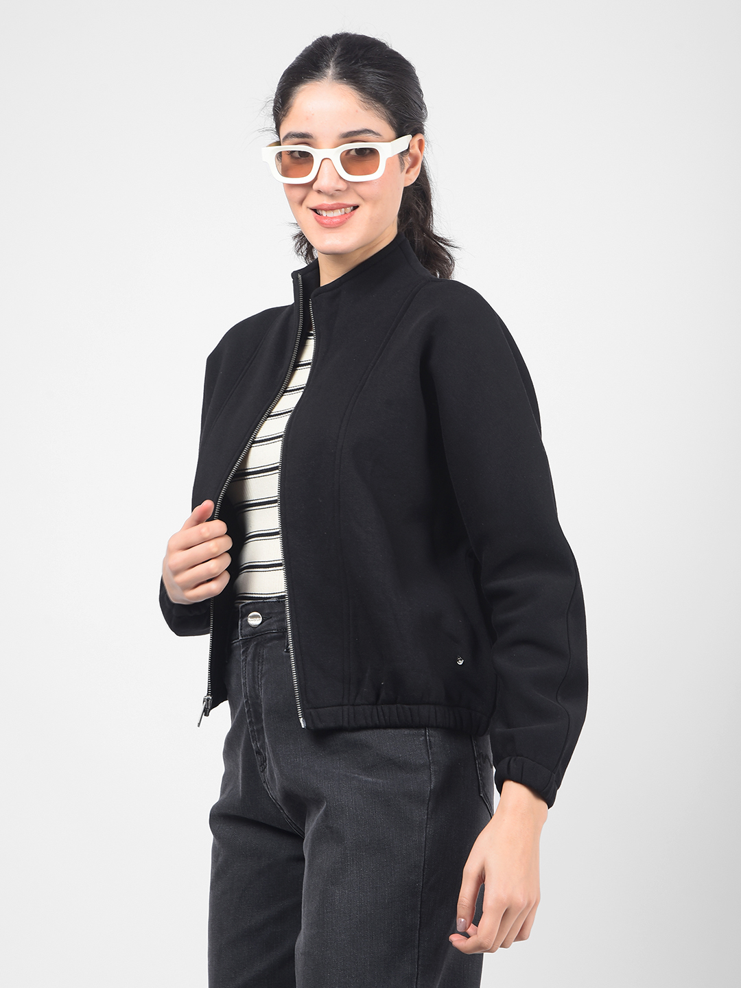 Numero Uno Women Black Mock Neck Sweatshirts